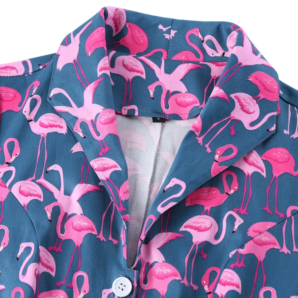 Попугай Фламинго Женская туника-платье короткий рукав 50s взлетно-посадочной полосы рокабилли платья кинозвезды Бизнес повседневной Повседневное свободные платья