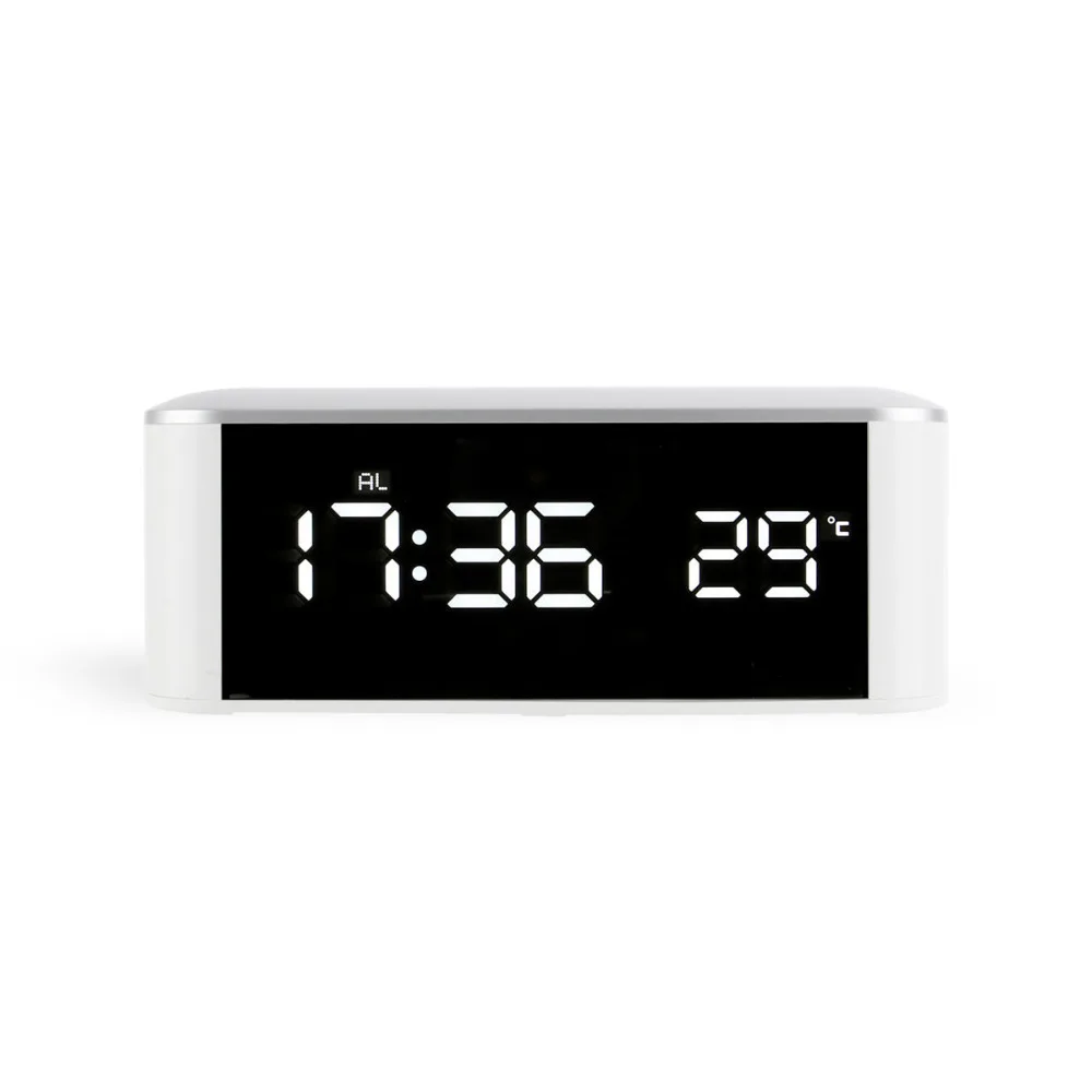 

Electronic Desk Diy Luminous Unique Desktop Mirror Alarm Clock Thermometer With Backlight Luminova Led Digital Table Watch Home