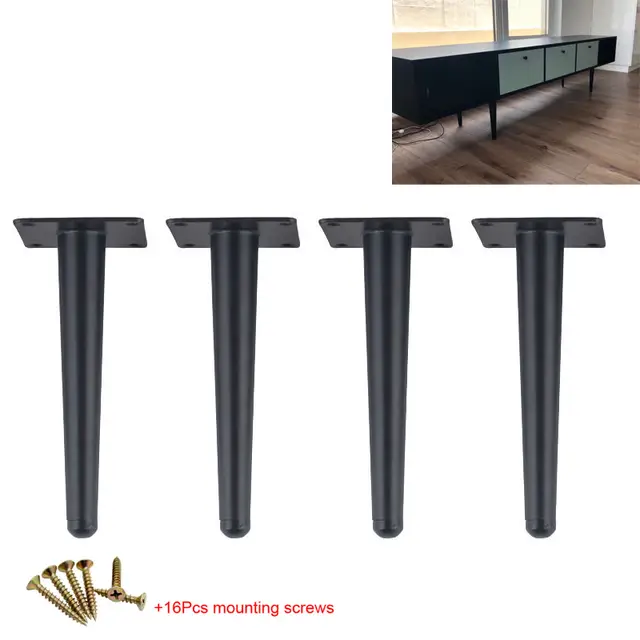 Online Shop 4pcs Straight Cone Furniture Table Legs 25 30cm Metal