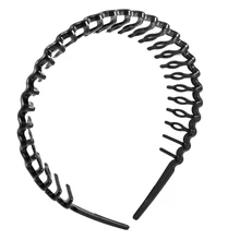 Moda De Plástico Dientes Peine Hairband Aro Cintillo Negro Para La Mujer