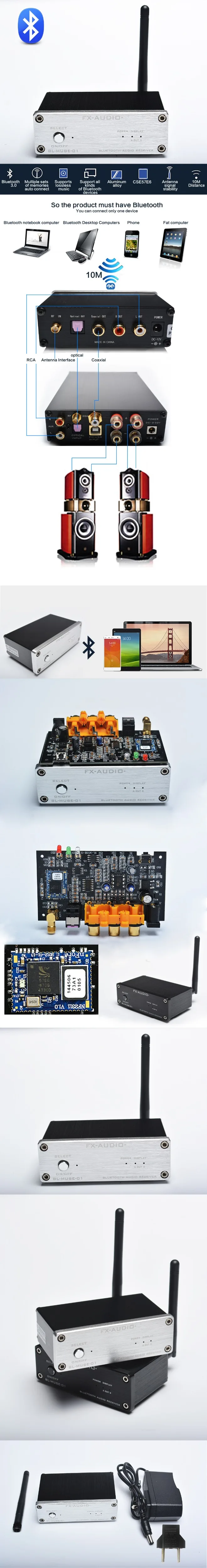 FX-Audio BL-MUSE-01 CSR 57E6 аудио приемник высокоскоростной Hi-Fi Bluetooth цифровой для домашнего кинотеатра, усилитель DC12V/1A
