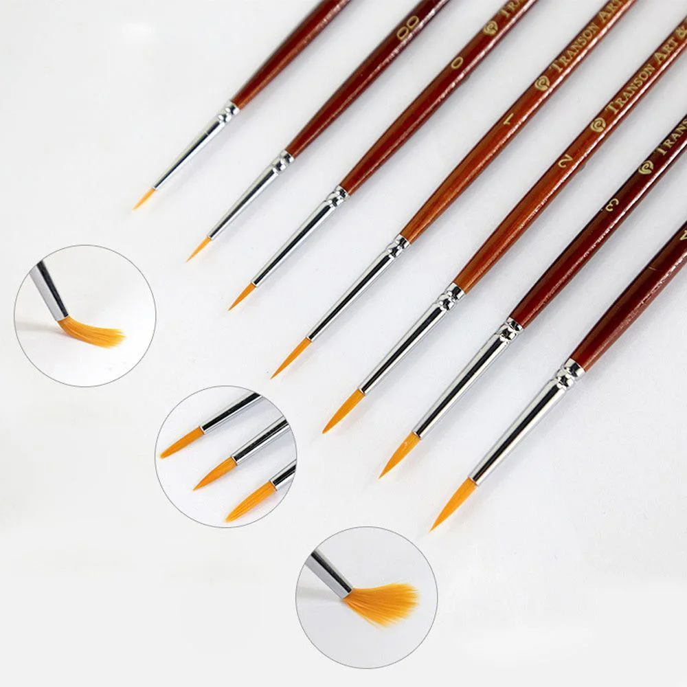 7Pcs /Set Professional Paint Brush Set Sable Hair Detail Miniature
