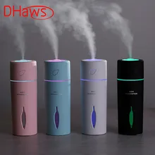 DHaws Mini Leaf USB Air Humidifier 7 Colors LED Lights Ultrasonic Mist Maker Fogger Car Aroma Diffuser Air Purifier gxz energy bottle usb ultrasonic humidifier 1200mah battery led lights air humidifiers mist maker mini home cup air purifier