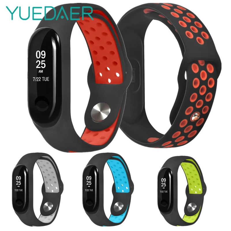 

YUEDAER Breathable wristband Silicone Strap for xiaomi mi band 3 wrist bracelet strap metal buckle for Miband 3 smart band3 Fit
