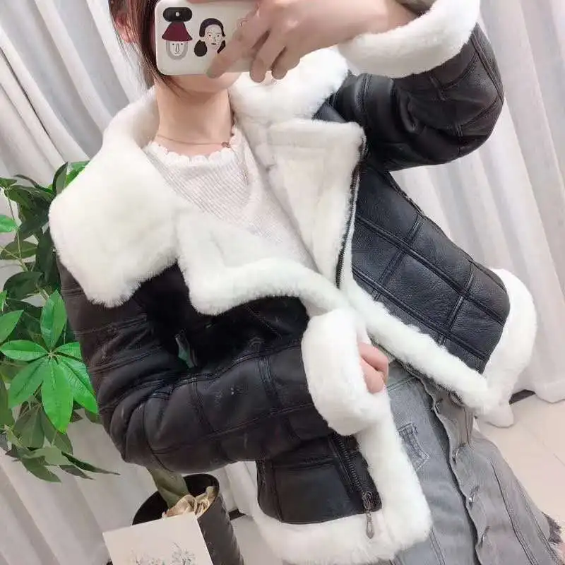 Abrigo mujer natural real sheep fur coat women clothes 2018 moto & Biker genuine leather jacket Double-faced Fur sheepskin coat