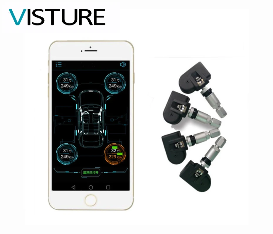 

5pcs / lot Bluetooth Car Internal Tyre Pressure Monitoring System TPMS BT 4.0 For Iphone IOS Android APP T04N