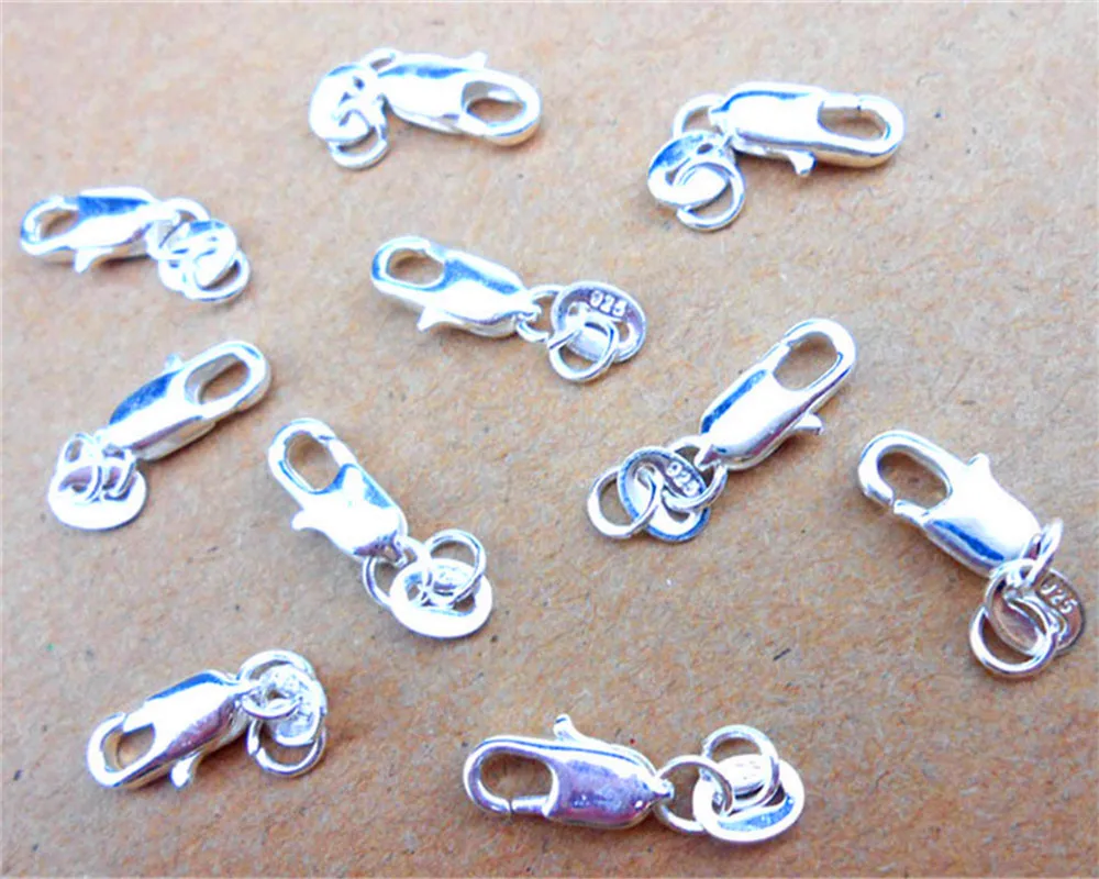 Design Jewelry Findings 20PCS Genuine Real 925 Sterling Silver Lobster Clasps For Necklace Bracelet With Opening 2 Jump Rings | Украшения и