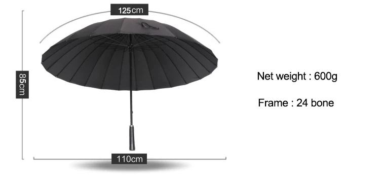 Высококачественный Зонт с 24 Костями для мужчин и женщин с кожаной ручкой с длинной ручкой ручной ветрозащитный зонтик от дождя