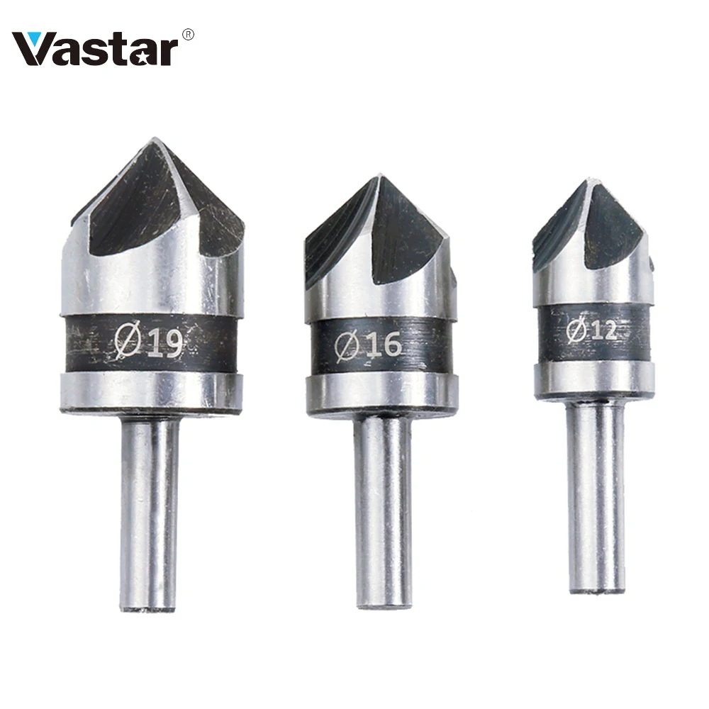 

Vastar Countersink Drill Bit HSS 90 Degree Point Angle Chamfer Chamfering Cutter 6mm Round Shank for Power Tool PVC Woodworking