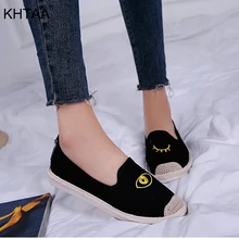 Женская обувь на плоской подошве; Мокасины с вышитыми глазами для женщин; эспадрильи без застежки; женские повседневные лоферы; Новинка года; модная женская обувь