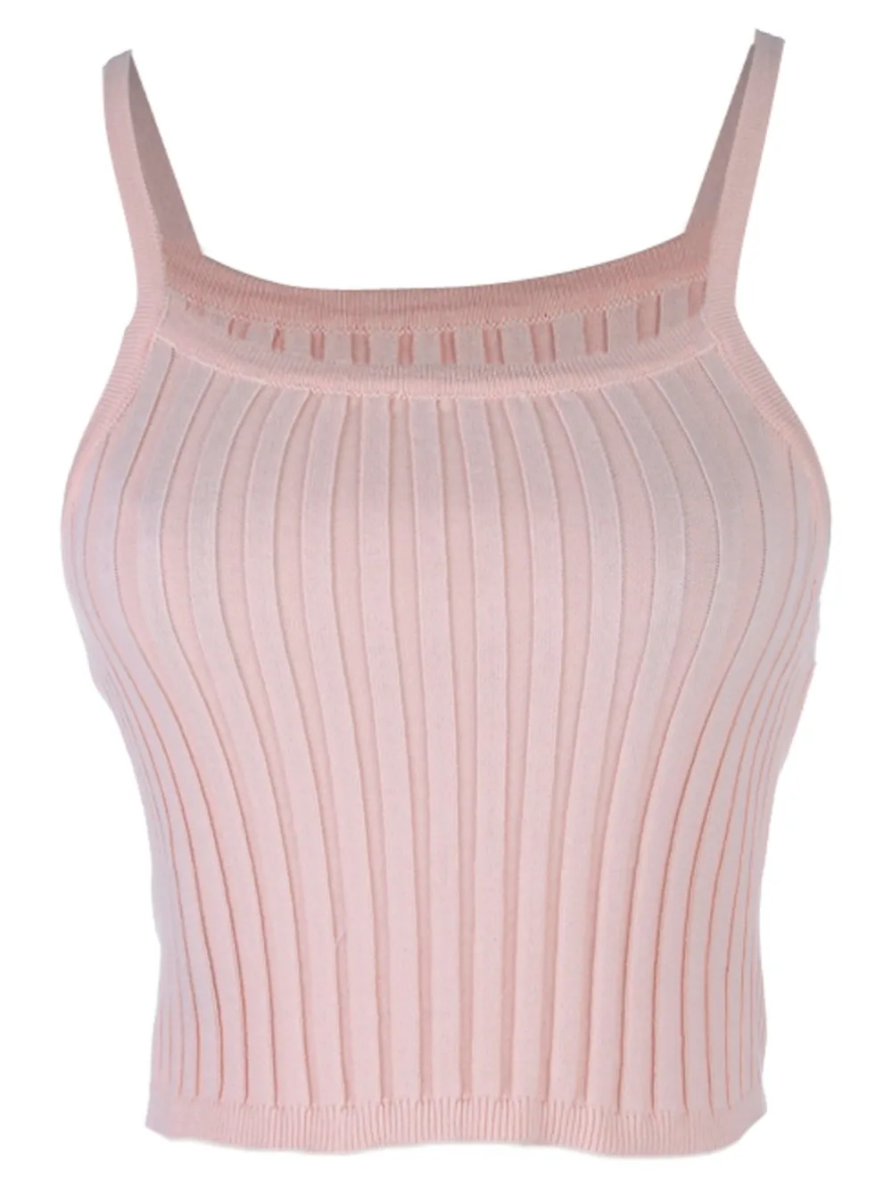 High Waist 90s Short Camis Camisole Spaghetti Strap Cable Rib Elastic