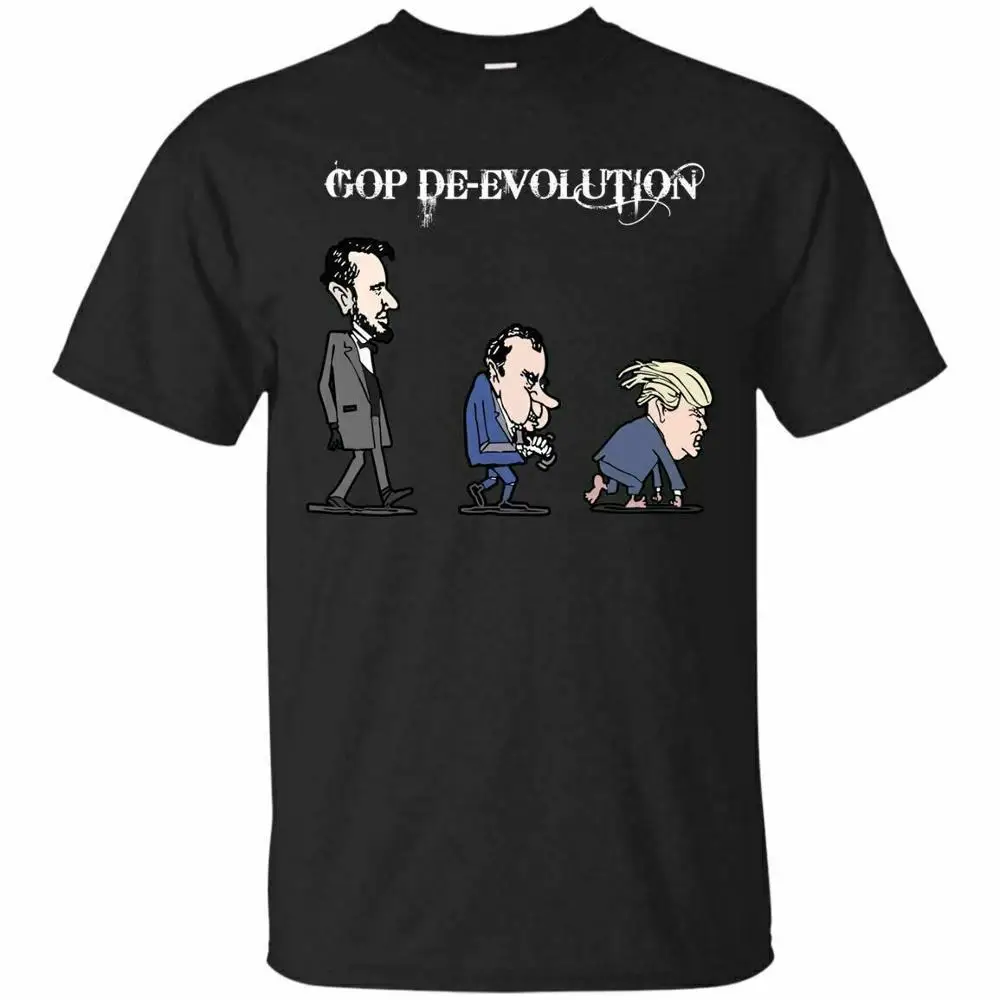 Gop De-Evolution of The Republican Party анти-Трамп Линкольн Буш черная футболка мужские топы