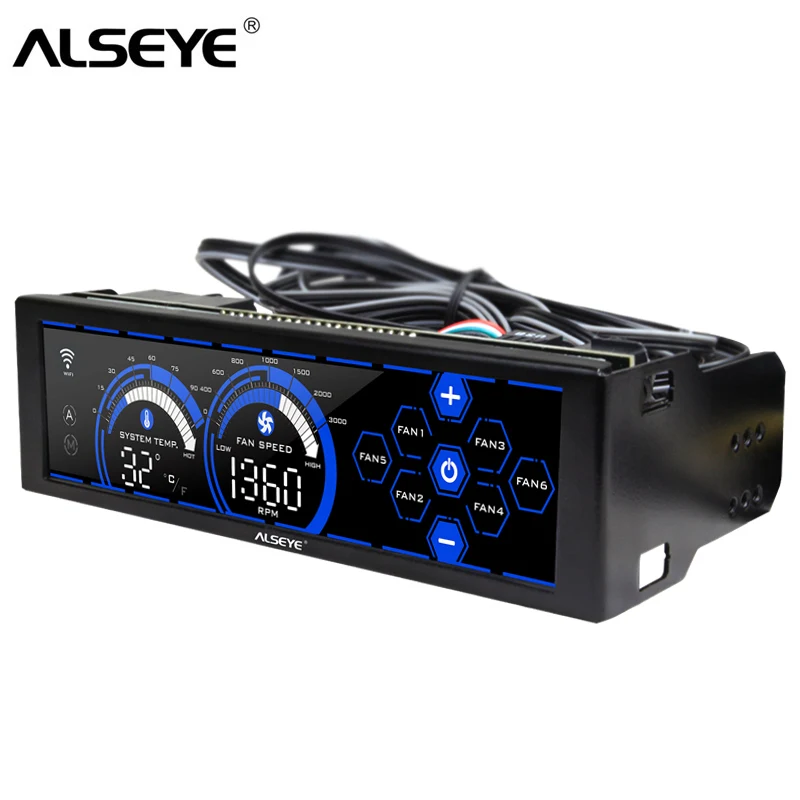 

ALSEYE a-100H(B) Fan controller 6 Channels 5.25" screen with WIFI function Fan speed controller for CPU cooler / Water Cooling
