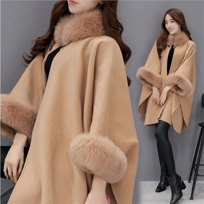wool coat women coat Free shipping winter coat women fur collar Fox fur medium-long woolen coat plus size manteau femme S-3XL wool coat women coat Free shipping winter coat women fur collar Fox fur medium-long woolen coat plus size manteau femme S-3XL