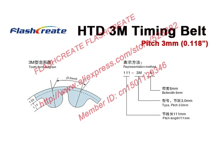 360 mm Outside Circumference 3 mm Pitch 120 Teeth Rubber 6 mm Width BESTORQ 360-3M-6 3M Timing Belt 360 mm Outside Circumference 3 mm Pitch 120 Teeth Rubber 6 mm Width BESTORQ 360-3M-6 3M Timing Belt