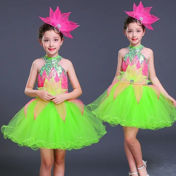 

Children Sequin Jazz Dance Modern Dance Costume Fashion Halter Latin Waltz Dancing Dress Stage Show Dresses