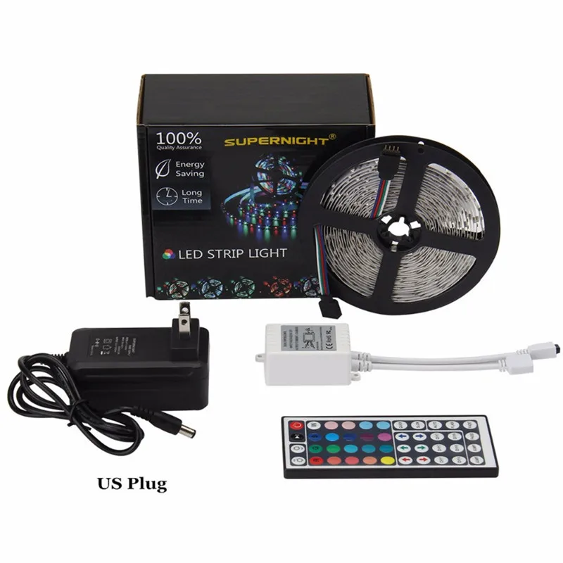 Комплект светодиодных лент Dream RGB SMD 3528 5 м 60 Светодиодный s/M DC 12 В Гибкая лампа с 44 клавишами ИК-пульт дистанционного управления 24 Вт адаптер питания - Испускаемый цвет: US Plug