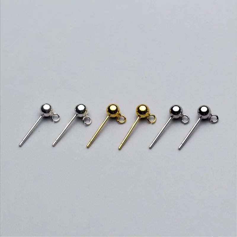 

50pcs Ear Nail Earbud Metal Hanging Ball Stud Earring Earplugs FindinDgs for IY Jewelry Making Earrings Accessories Z629