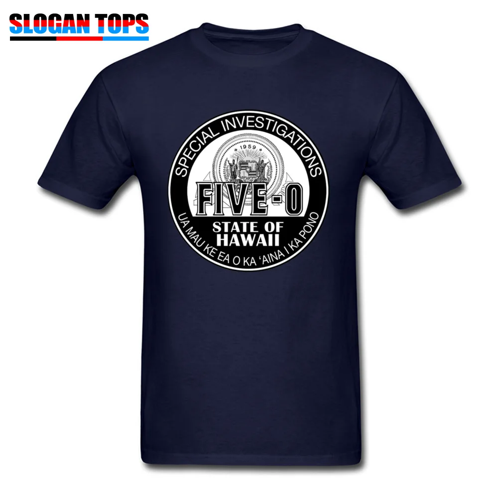 Birthday Crewneck Tshirts Summer/Fall Tops T Shirt Short Sleeve Oversized 100% Cotton Normal Tops T Shirt Print Men Hawaii Five O Special Investigator Shield 3187 navy