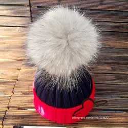 15 см с натуральным мехом pom мяч зимние фирменные разноцветные зимние Кепки S шерстяная вязаная шапка Мех животных Пипидастр для Для женщин