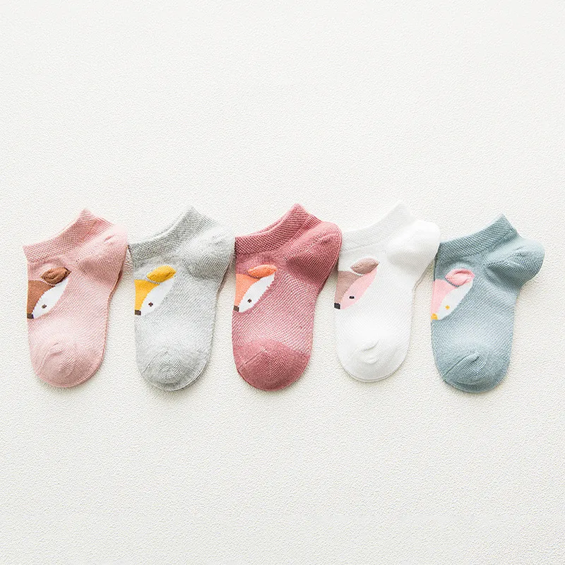 

10pieces/lot=5pair Cotton Kid Socks Cartoon Animal Girl and Boy Thin Mesh Breathable Summer Ship Socks