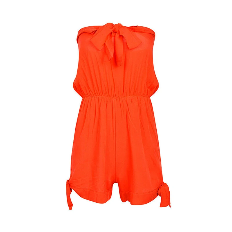 2019 New Fashion Women's Playsuit Woman Causal Lace Up Black Short Romper Ladies Sexy Holiday Beach Jumpsuits Holiday Overall