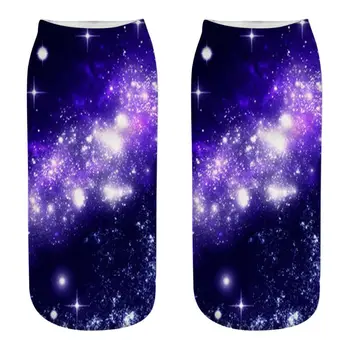 

Unisex Colorful Starry Sky Universe Print Low Cut Short Boat Socks 3D Digital Printing Rib Trim Funny Sport Casual Tube Hosiery