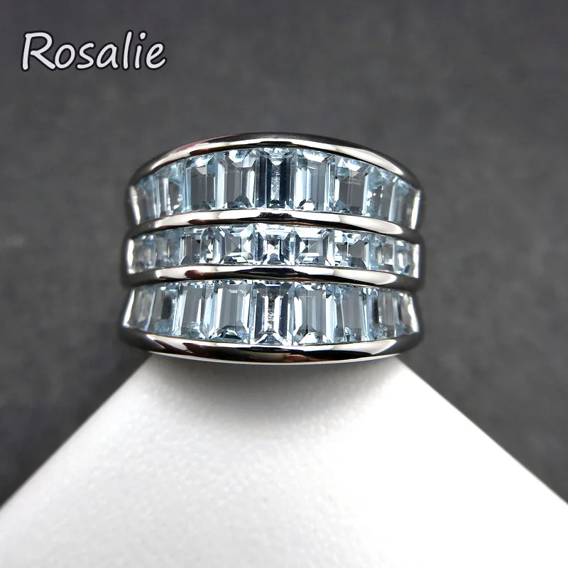 

Rosalie,100% natural Natural Brazil Aquamarine Luxury gemstone Ring 925 Sterling Sliver for women anniversary party gift