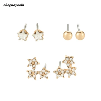 

Korean Version Of The Simple And Versatile Galaxy Three-piece Set Of Stars Earrings For Women Stud Earrings Set Funny Earrings