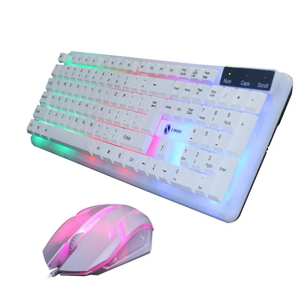 1600 dpi Регулируемый 104 клавиш цветной светодиодный USB проводной ПК Радужная игровая клавиатура мышь набор# T3