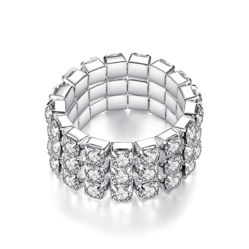 Давай леди несколько рядов кольца комплект стразами сиять с украшением в виде кристаллов эластичность Регулируемые кольца для Для женщин R028 - Цвет основного камня: three rows