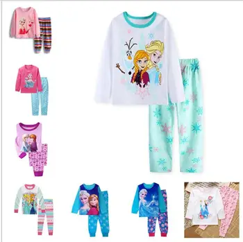 

2019 Brand New Girls Princess Pajamas Sleepwear Set Kids Pyjamas Baby Full Sleeve Nightwear Cotton Children Clothing Pajamas