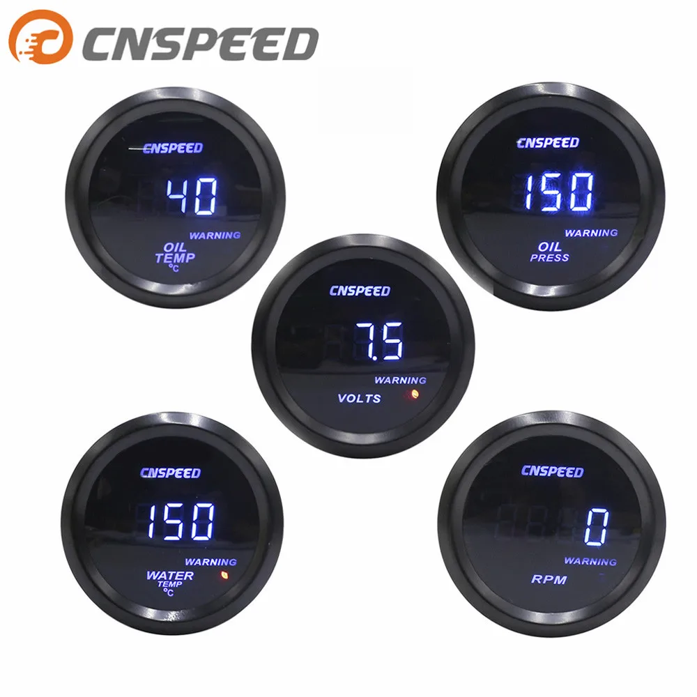 CNSPEED 2" 52mm Car Digital Turbo Boost Gauge PSI Water Temp Oil Temp