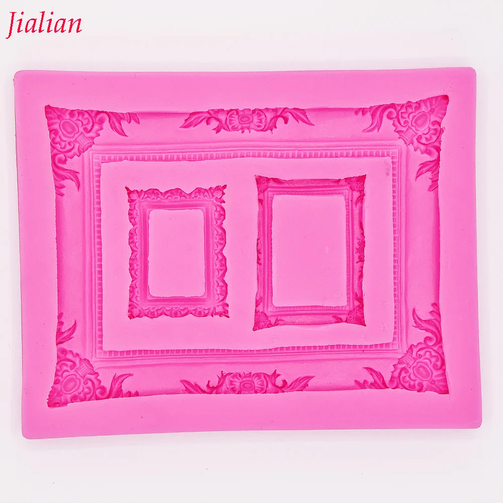 Jialian зеркальная фоторамка моделирование 3D силиконовая форма для украшения торта Форма для помадки FT-0950