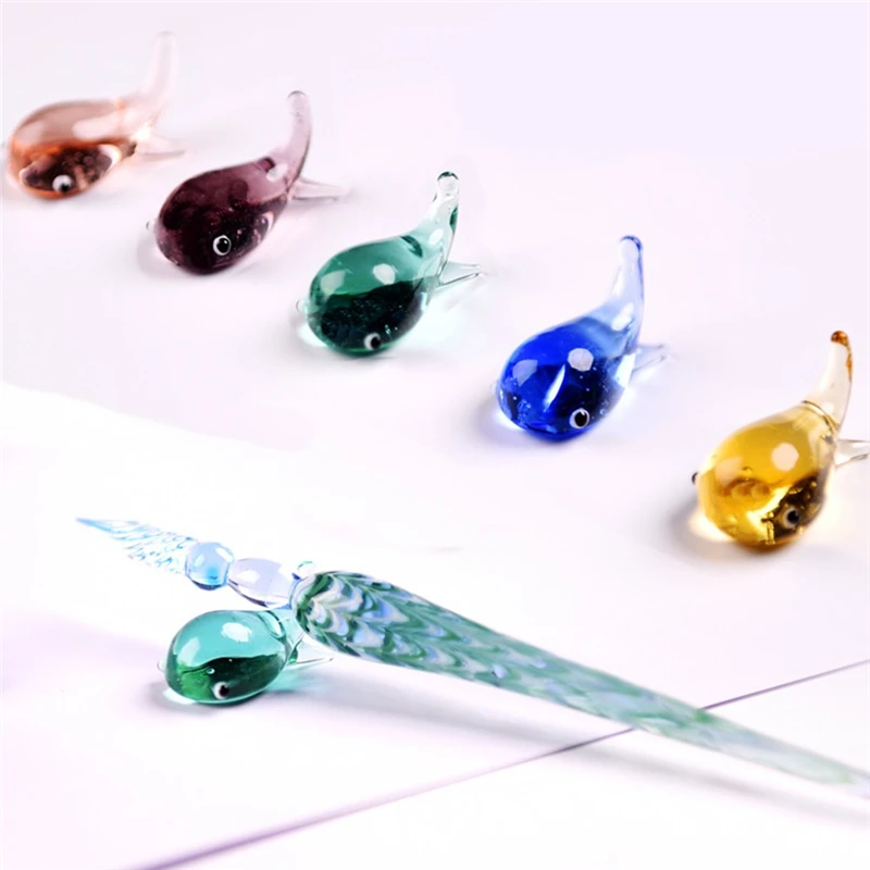 

Whale Shaped Crystal Glass Dip Pen Holder Signature Pen Wedding Supplies Sign Craft Collection Gift Party Decoration Supplies