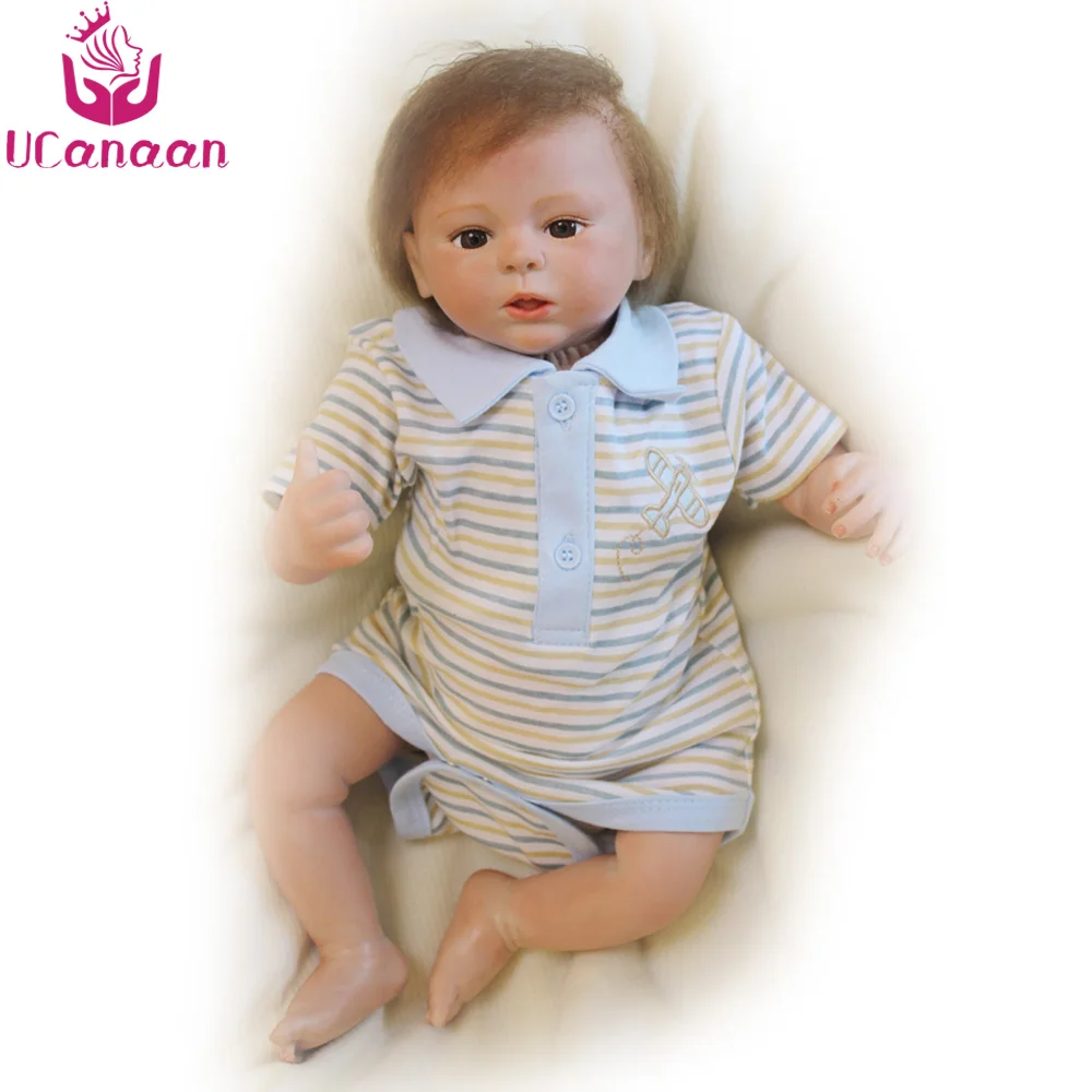 

UCanaan 18 Inch Brown Eyes Kids Doll 45cm Silicone Soft Dolls Reborn Life-Like Baby Bonecas For Children Birthday Gift Toys