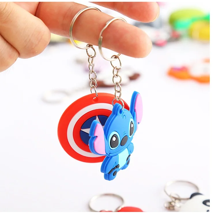 

50pcs/lot 5cm Cartoon Animal Bear Spiderman Silicone Key Ring Chains Bag Ornament Hanging Kids Birthday Festival Party Favors