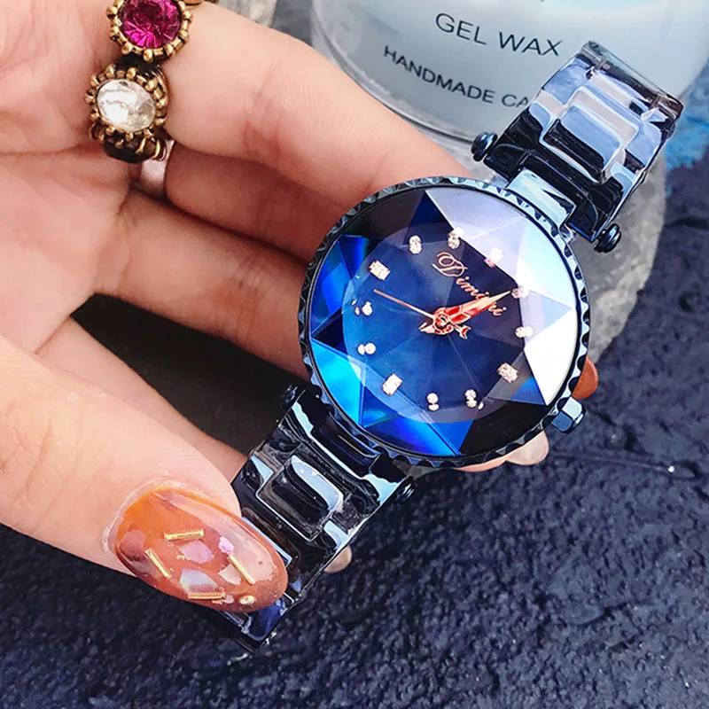 Женские кварцевые часы люксовый бренд Кристалл Шикарные женские наручные часы женские модные часы для женщин Relogio Feminino - Цвет: Синий