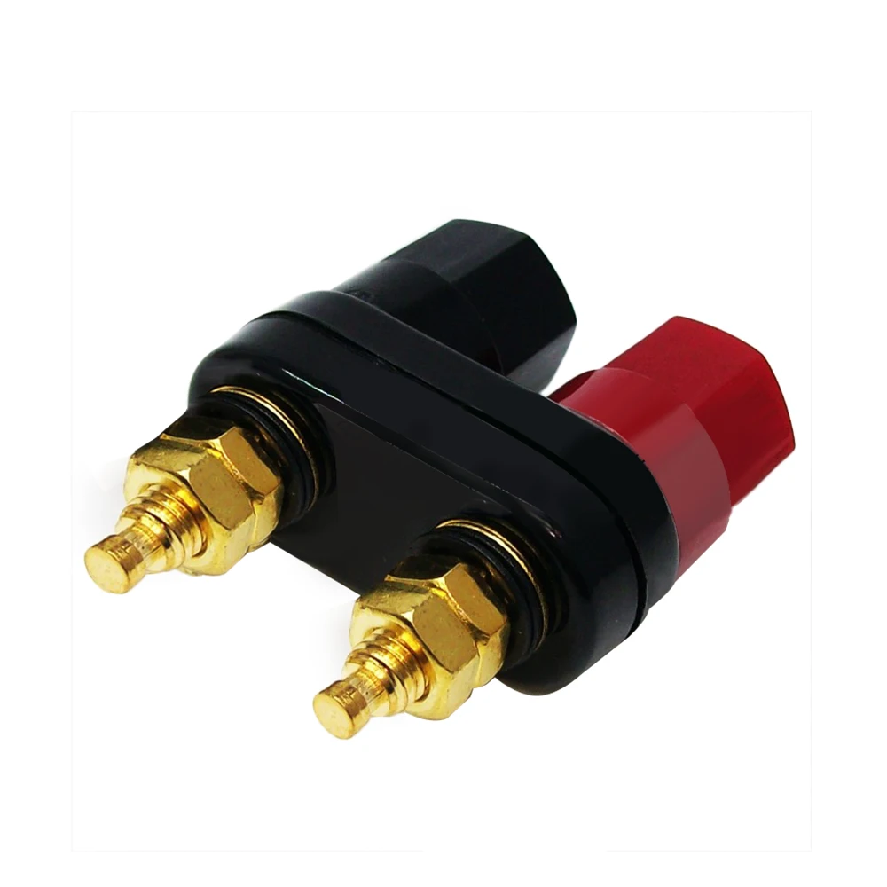 

Pure Copper Gold-Plated Red And Black Conjoined Power Amplifier Double Terminal Block Audio 4MM Banana Socket