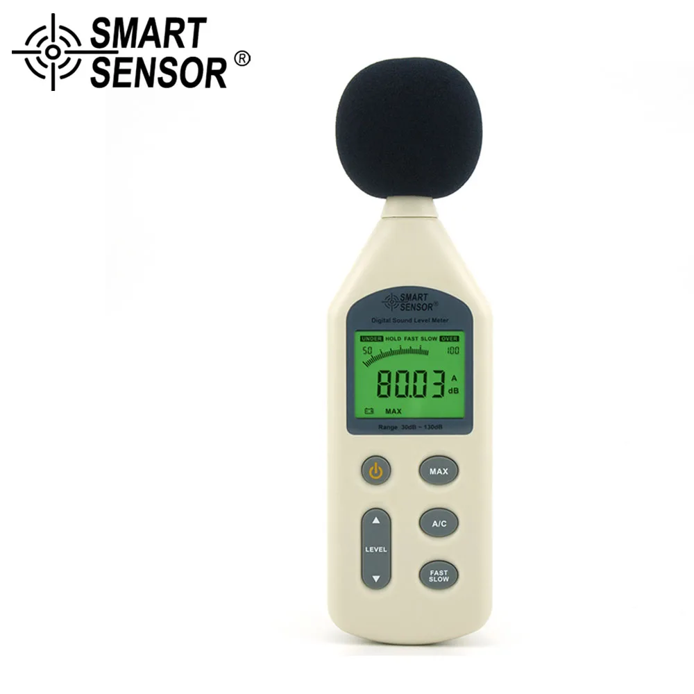 

SMART SENSOR Digital Sound Level Meter Measure 30-130dB Noise tester Noise Audio detector Metro Diagnostic-tool Noise Analyzer