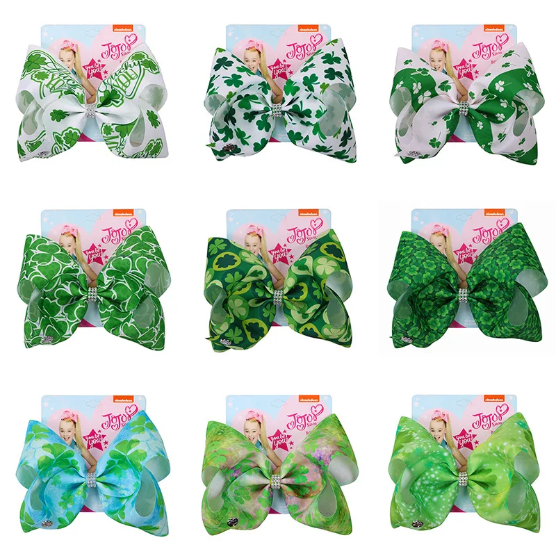 

8" Baby Hair Accessories Four Leaf Clover Hairpins Colorful Clamp Barrettes Hair Pins Styling Tools Party Bows Hair Clip