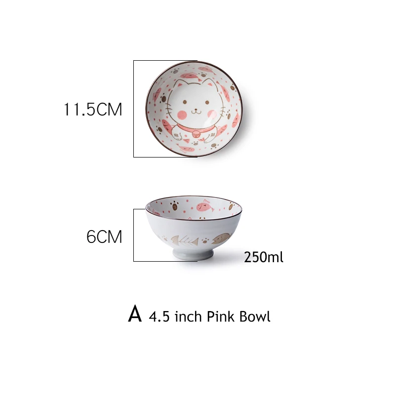 1 шт., симпатичное керамическое блюдо для кошек, посуда с дизайном японского котенка, миска для рисовой лапши, тарелка для соуса, блюдо 4,5/5,5/6,5/7 дюймов - Цвет: A