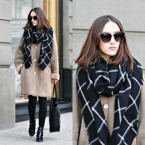1PC 2015 195CM 80CM New Lady Women Blanket black white Plaid Cozy Checked font b Tartan