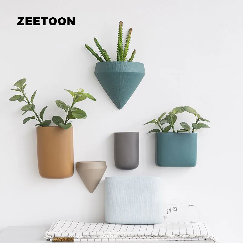 

Modern Coarse Pottery Wall Vase Simple Ceramic flowerpot Succulent Plant Planters Wall-mounted Decor Flower Pot Ornament Pendant
