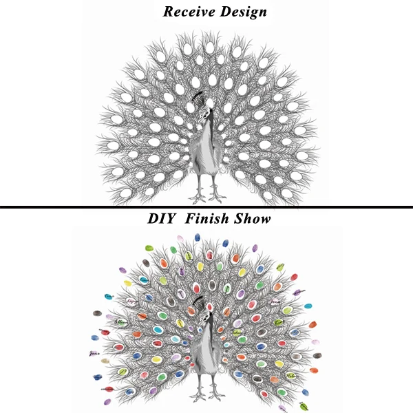 Креативные отпечатки пальцев подписи DIY Красивый павлин гость книга для украшения свадьбы Сувенирный детский душ день рождения - Цвет: HK010