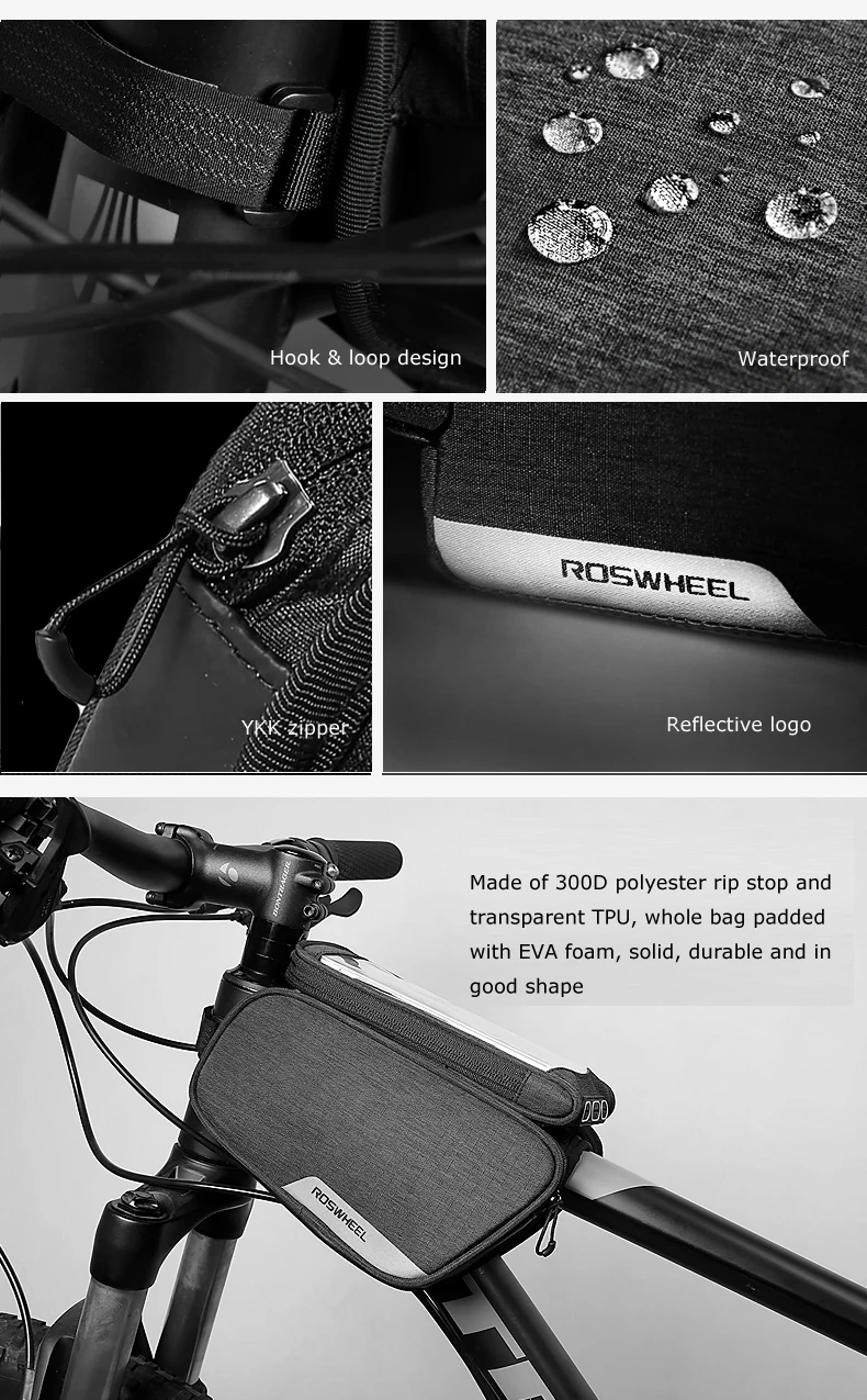 Clearance Touchscreen Water Resistant Cycling Bike Bicycle Front Frame Top Tube Double Bag Pannier with 5.7inch Mobile Cell Phone Case 4