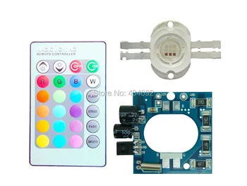 

10W RGB Flash Multicolor LED Light + DC12V LED Driver + 24 Keys Remote Control Free Shipping