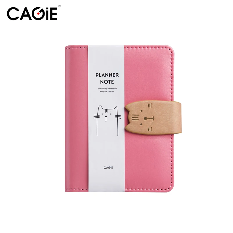 

CAGIE A7 Cute Cat Mini Notebook Creative Kawaii Planner Notepad Pockets Scheduler Memo Travel Diary Christmas Gifts