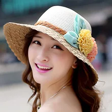 Женская Соломенная Шляпа Пляжная летняя широкополая шляпа с цветами дышащая модная Солнцезащитная шляпа YA88