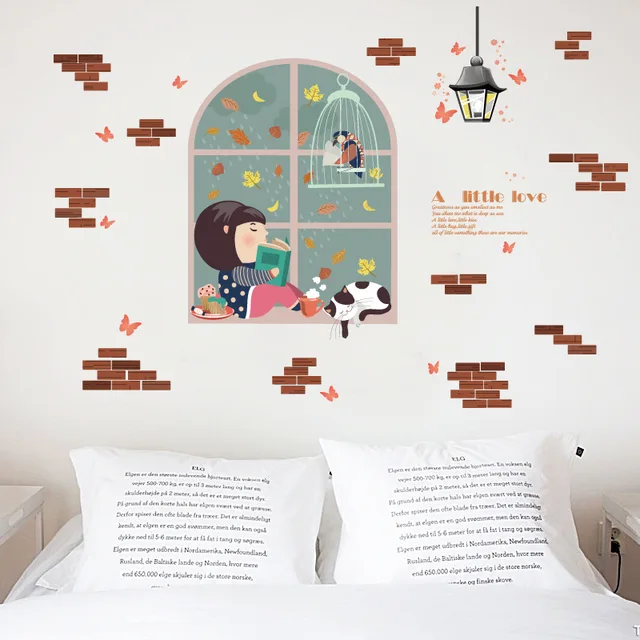 3d cartoon family kids room emulation windows wall stickers bedroom